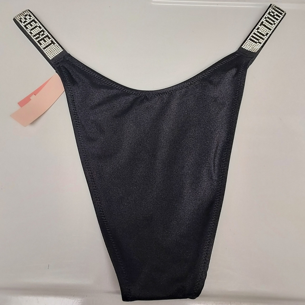 🖤 Victoria's Secret Women's M Junior's L Rhinestone Sparkly Swim Bottom - Picture 3 of 5